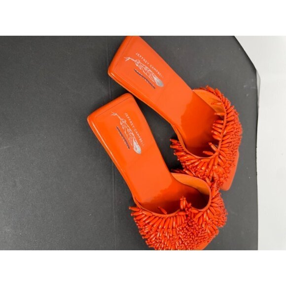 Free People JEFFREY CAMPBELL Orange Beaded Salsa Slip On Sandals Sz 6 NEW Flat - Picture 4 of 5